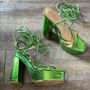 Simmi London lace up Platform block Heels